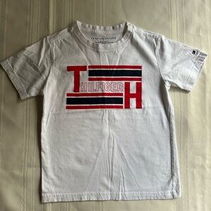 Tommy Hilfiger Kids Tee with Red and Blue Striped Logo